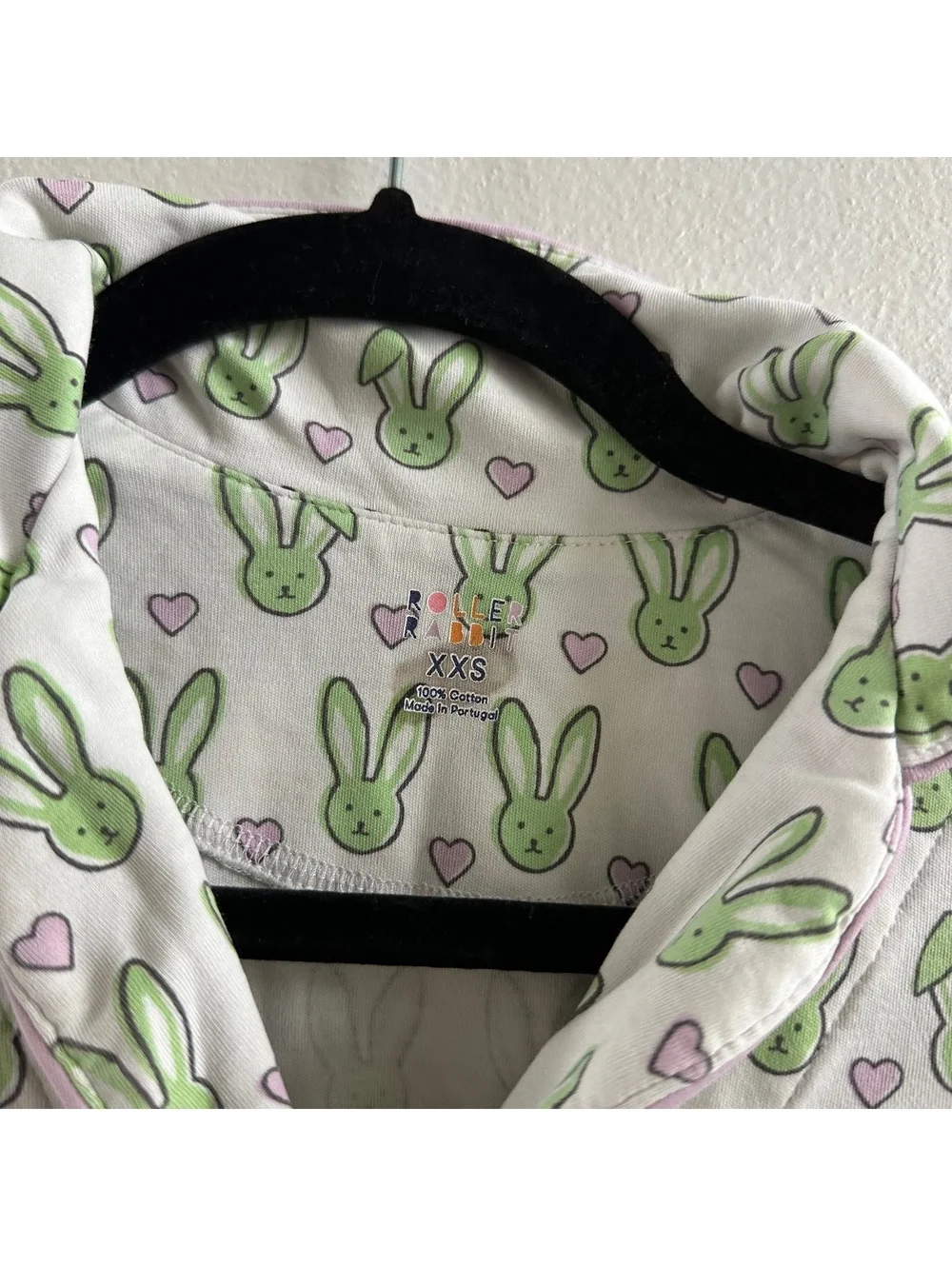 Roller Rabbit Mint Love Bunnies Polo Short PJ Pajama Set Size XXS